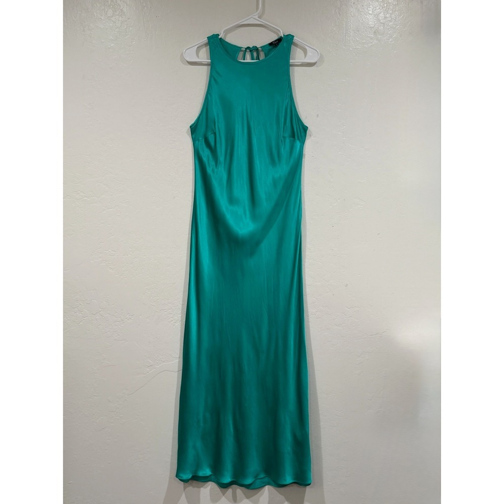 Rails Solene Jade Green Satin Maxi Dress Open Back Tie Neck 924-157-2534 Medium - Picture 2 of 12